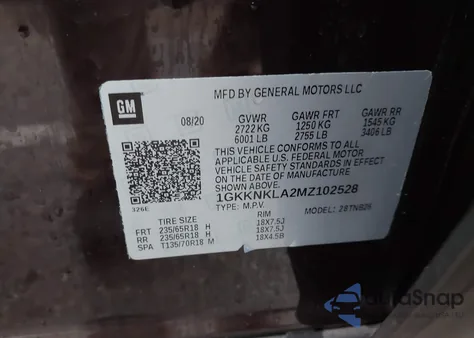 2021 GMC Acadia Fwd Sle из США, поврежденный, VIN 1GKKNKLA2MZ102528